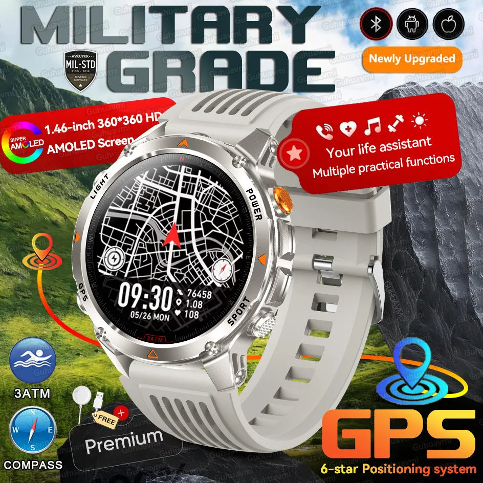 Forerunner 570 GPS Smart Watch 3ATM Waterproof AMOLED Screen MULTI-BAND GNSS Compass Altimeter Flashlight Sports Smartwatch Men