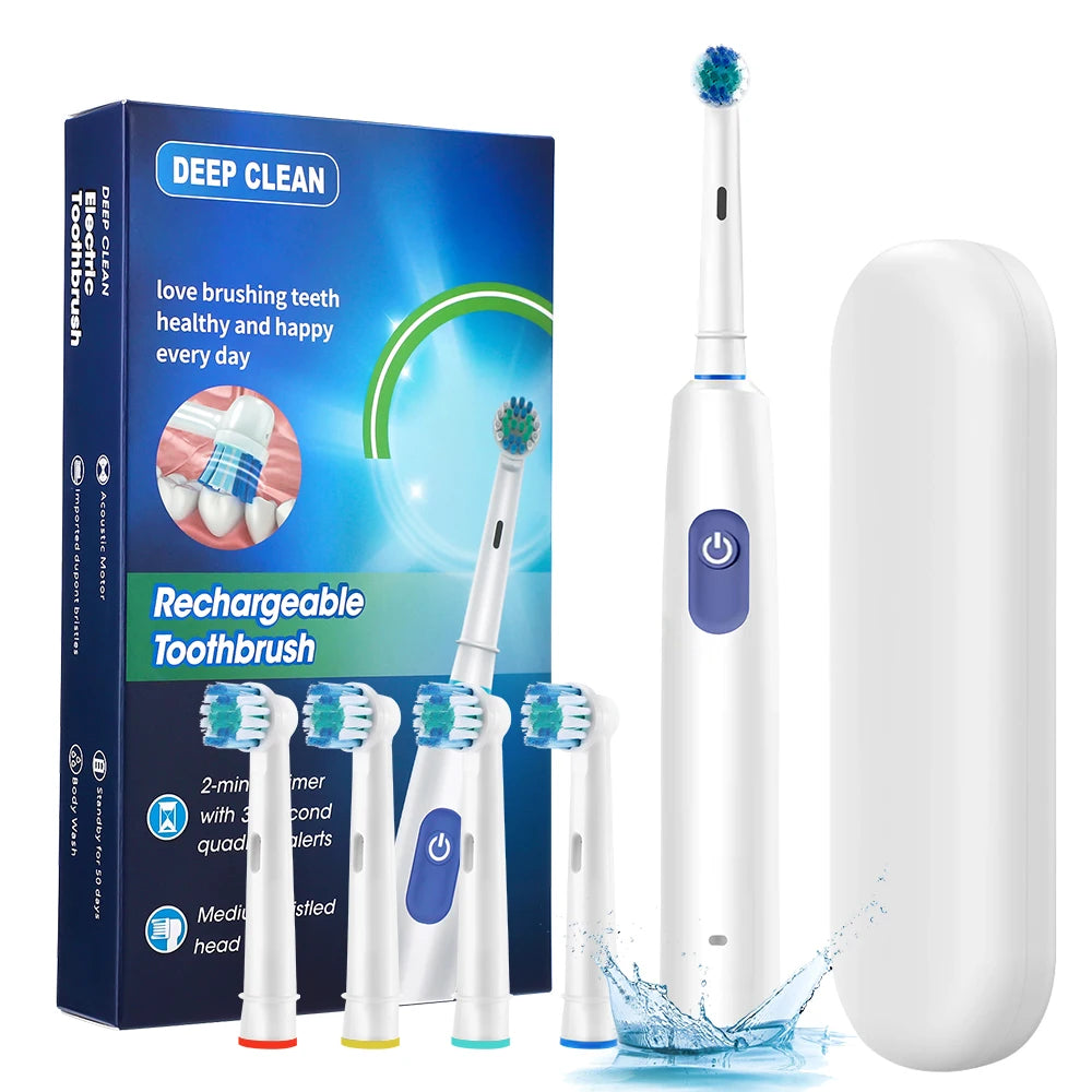 Rechargeable Rotating Electric Toothbrush, Compatible with Oral-B Replacement Heads