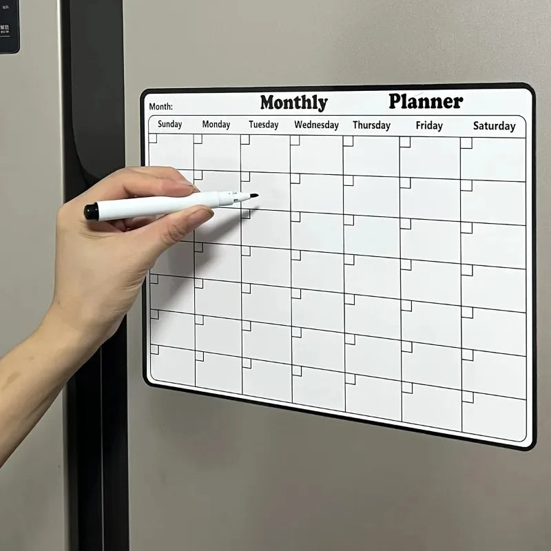 Magnetic Refrigerator Dry-Erase Calendar & Monthly Planner Whiteboard