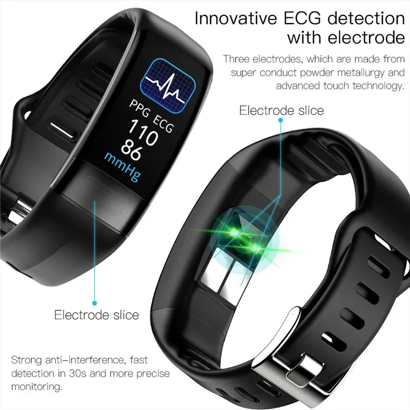 ECG + PPG Smart Fitness Tracker Wristband for Men and Women