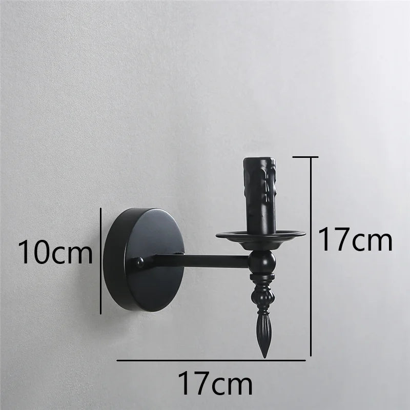Vintage Iron Art Wall Lamps Black LED Wall Lights American Retro Loft Sconces Light Fixtures Bed Candle Simple Small Wall Lamp