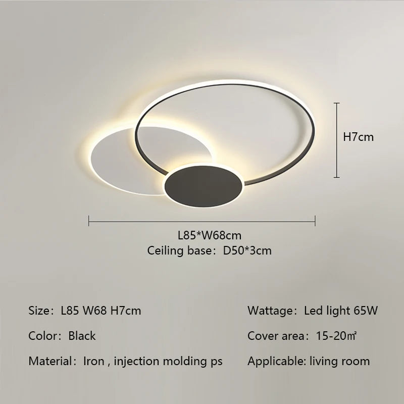 Modern Minimalism Circles Led Living Room Ceiling Lights Foyer Dimmable Round Bedroom Lamp Lighting Home Decor Luster Fixtures