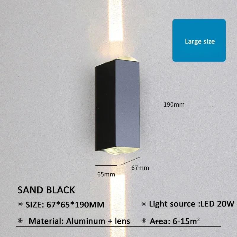 Outdoor Lighting Lens Beam Wall Lamps IP65 Waterproof Aluminum Wall Lights Corridor Garden Shopping Mall Up Down LED Porch Lamp