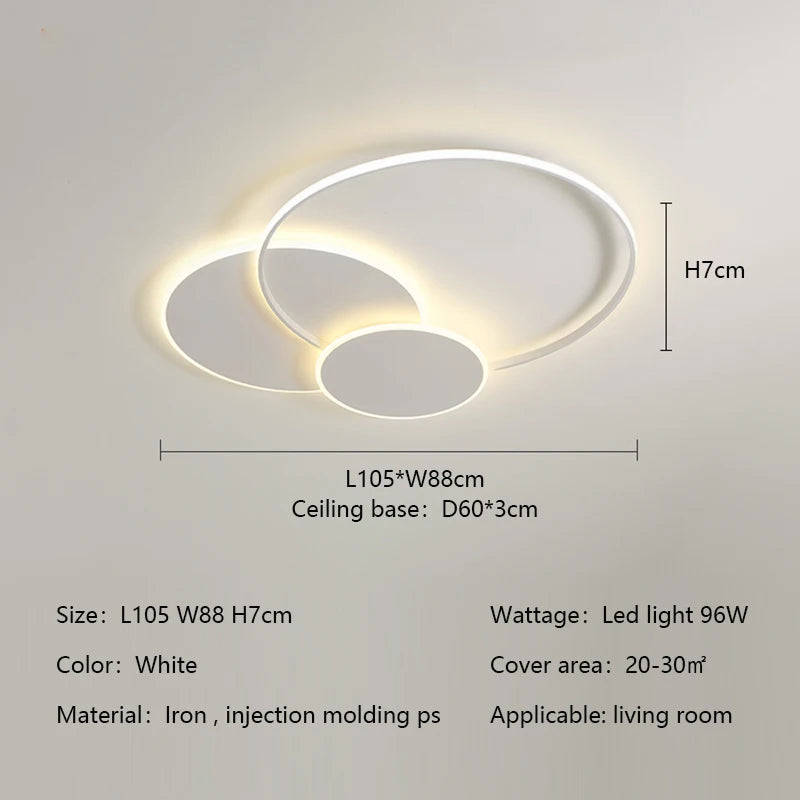 Modern Minimalism Circles Led Living Room Ceiling Lights Foyer Dimmable Round Bedroom Lamp Lighting Home Decor Luster Fixtures