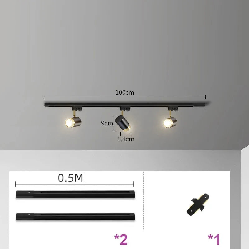 Full Set Led Track Light Fixture Rail 110-220V COB Ceiling Track Lamp Spot Lighting For Clothing Shop Living Room Ceiling Lights
