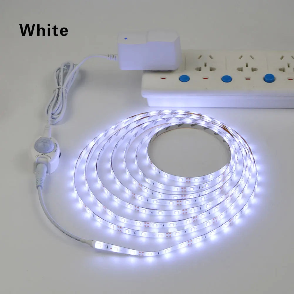 Wireless PIR Motion Sensor LED Under Bed Night Light 12V LED Light Strip Kitchen Cabinet Bedroom Stairs Hallway Emergency Lamps