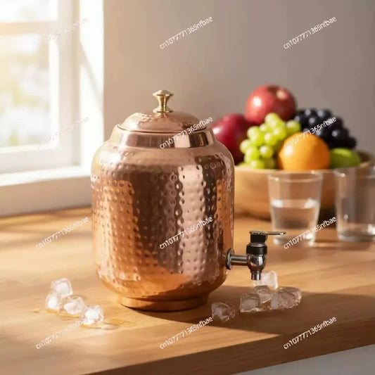 Handcrafted Pure Copper Water Pot, Antique Finish, 4.8L