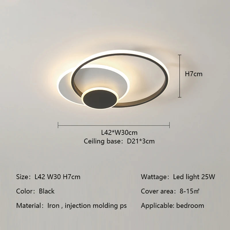 Modern Minimalism Circles Led Living Room Ceiling Lights Foyer Dimmable Round Bedroom Lamp Lighting Home Decor Luster Fixtures