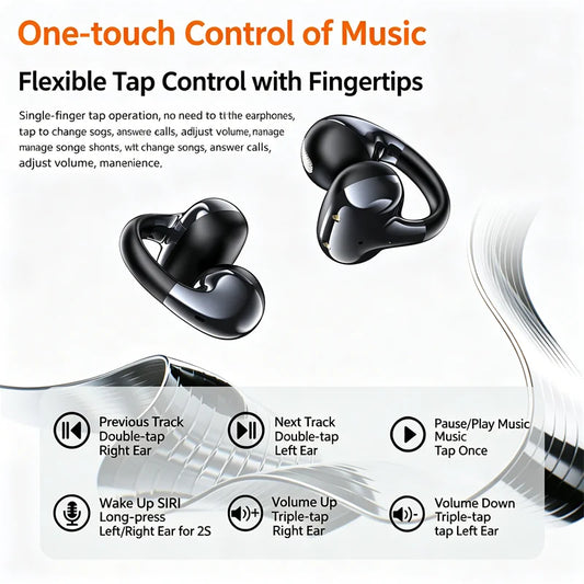 Open Style Bluetooth Earphone Power Display Long Battery Life Ear Clip Style Listen Music
