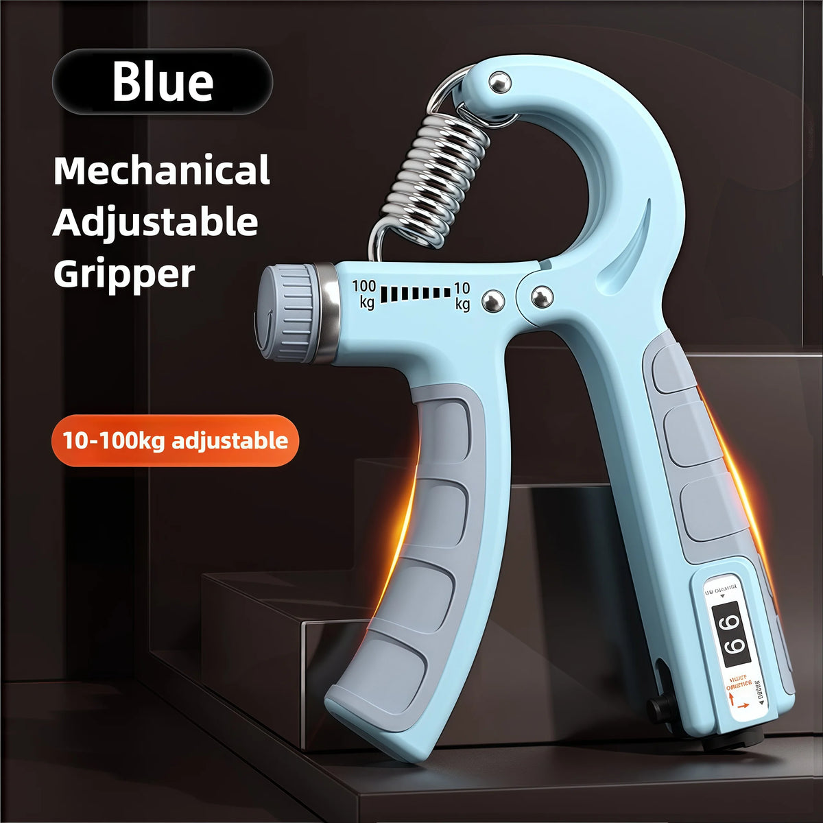 Adjustable Hand Grip Strengthener with Counter, 10–100kg Resistance for Hand & Forearm Training