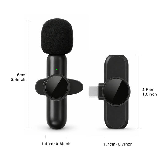 Wireless Lapel Microphone, Noise-Cancelling, Suitable for Vlogs, Interviews, and Live Streaming, Compatible with Type-C Devices