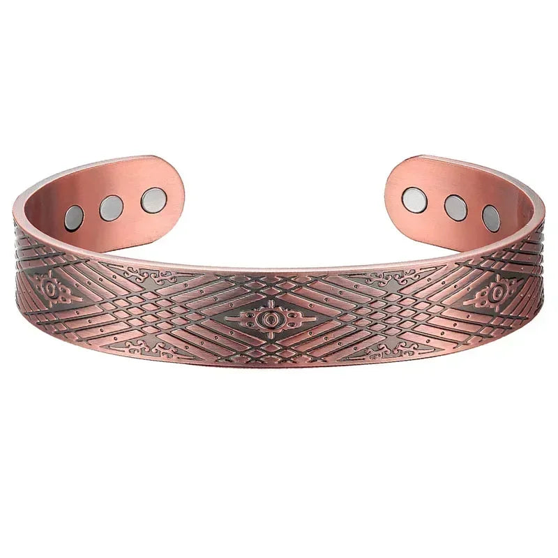 Pure Copper Magnetic Cuff Bracelet, Adjustable for Men & Women