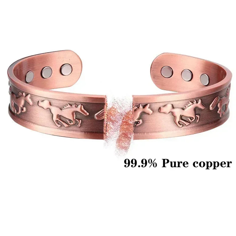 Pure Copper Magnetic Cuff Bracelet, Adjustable for Men & Women