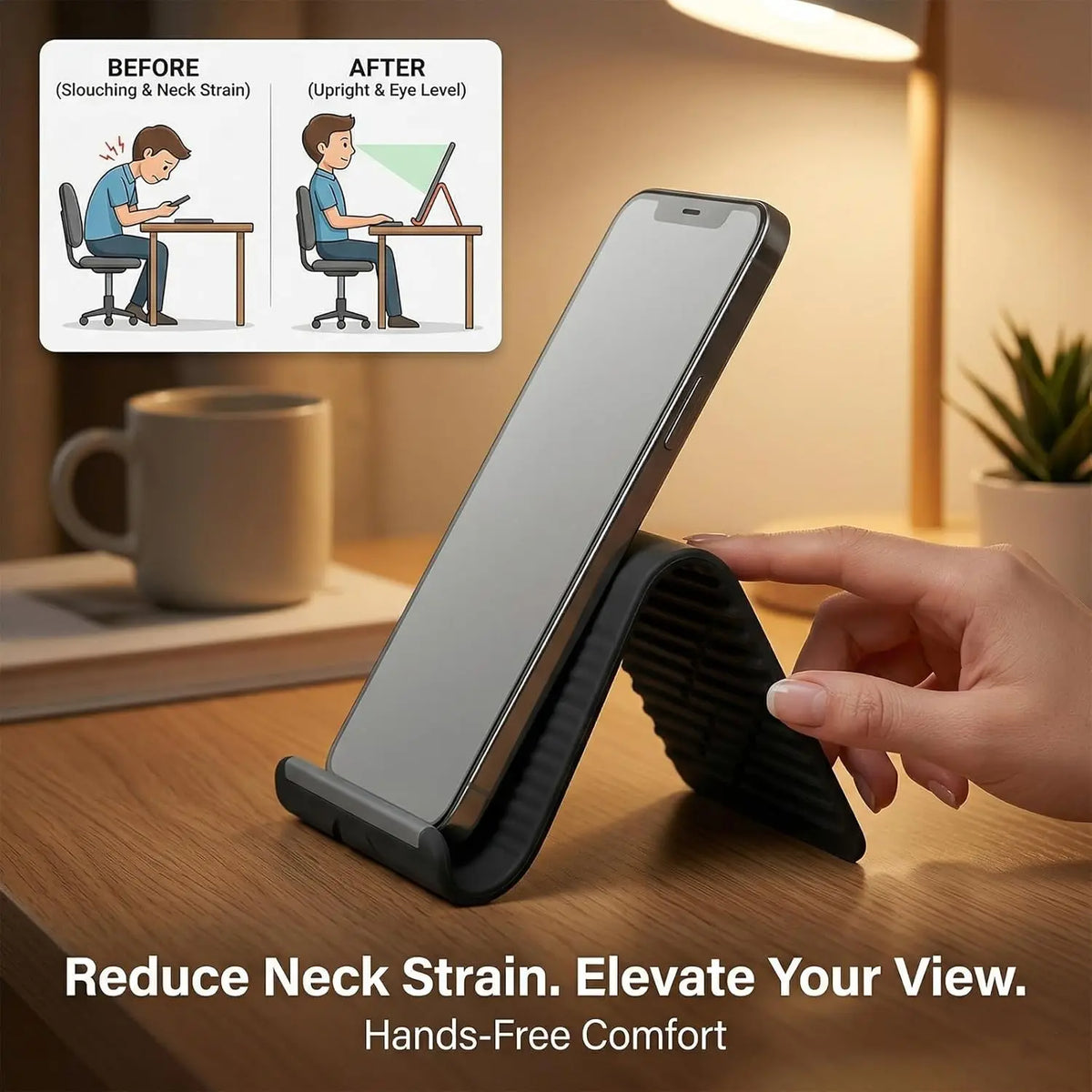 Flexible Foldable Silicone Phone Holder (Portable, Adjustable, Multi-Angle, For Phone, Laptop, Tablet)