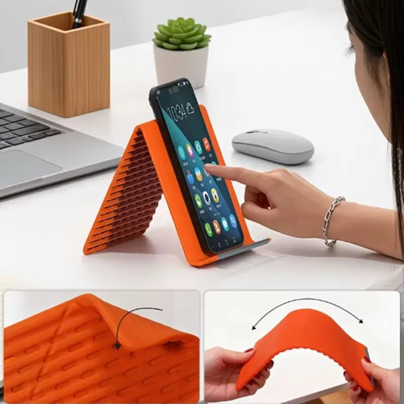 Flexible Foldable Silicone Phone Holder (Portable, Adjustable, Multi-Angle, For Phone, Laptop, Tablet)