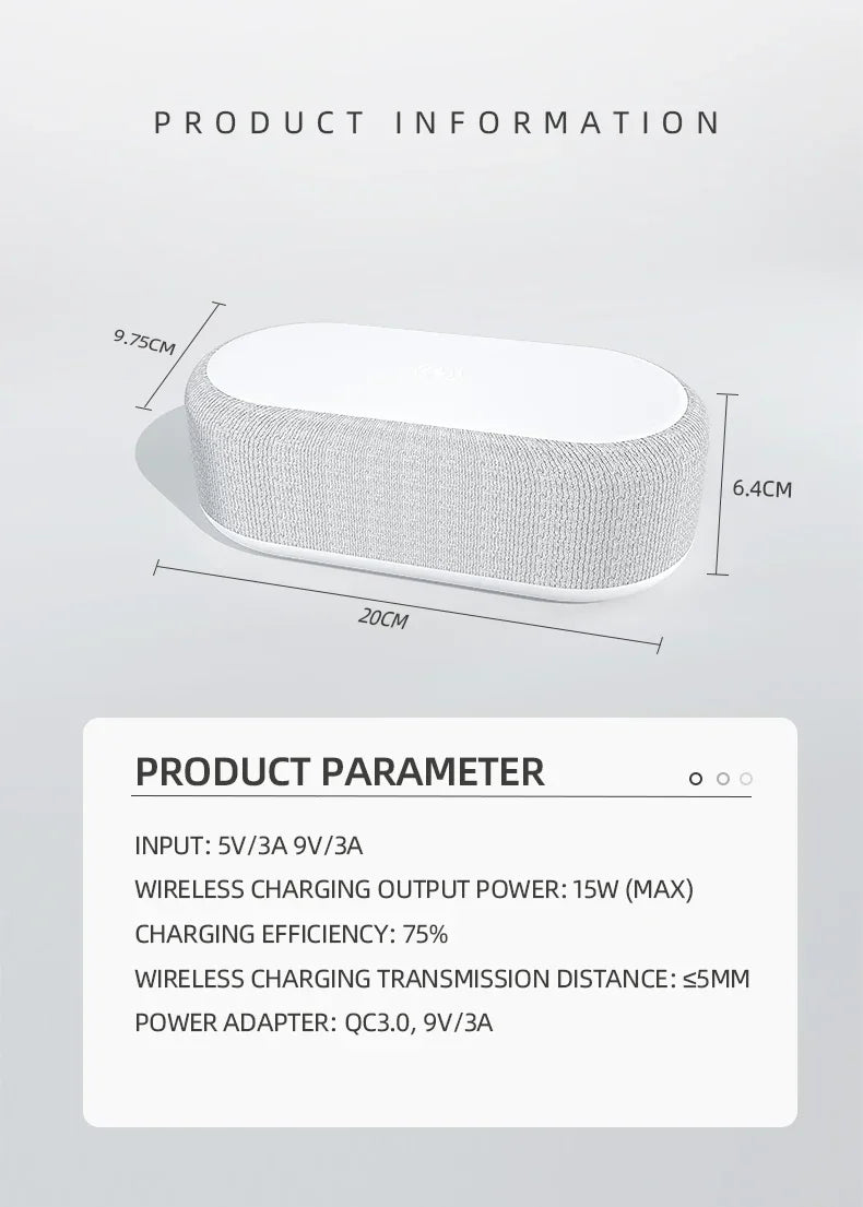 Wireless Fast Charging Dock for Phones Including Alarm, Night Light, Clock and Thermometer (For iPhone 17 16 15 14 13)