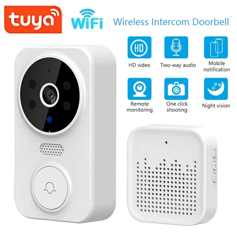 WiFi Wireless Visual Intercom Doorbell Tuya Remote Monitoring Smart Video Doorbell Front Door Camera Indoor Outdoor Surveillance
