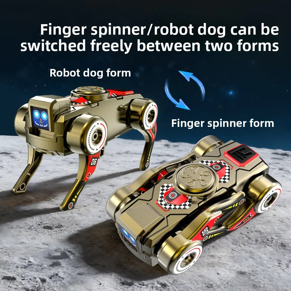 2-in-1 Transforming Robot Dog Fidget Spinner with Wind-Up Walking Action