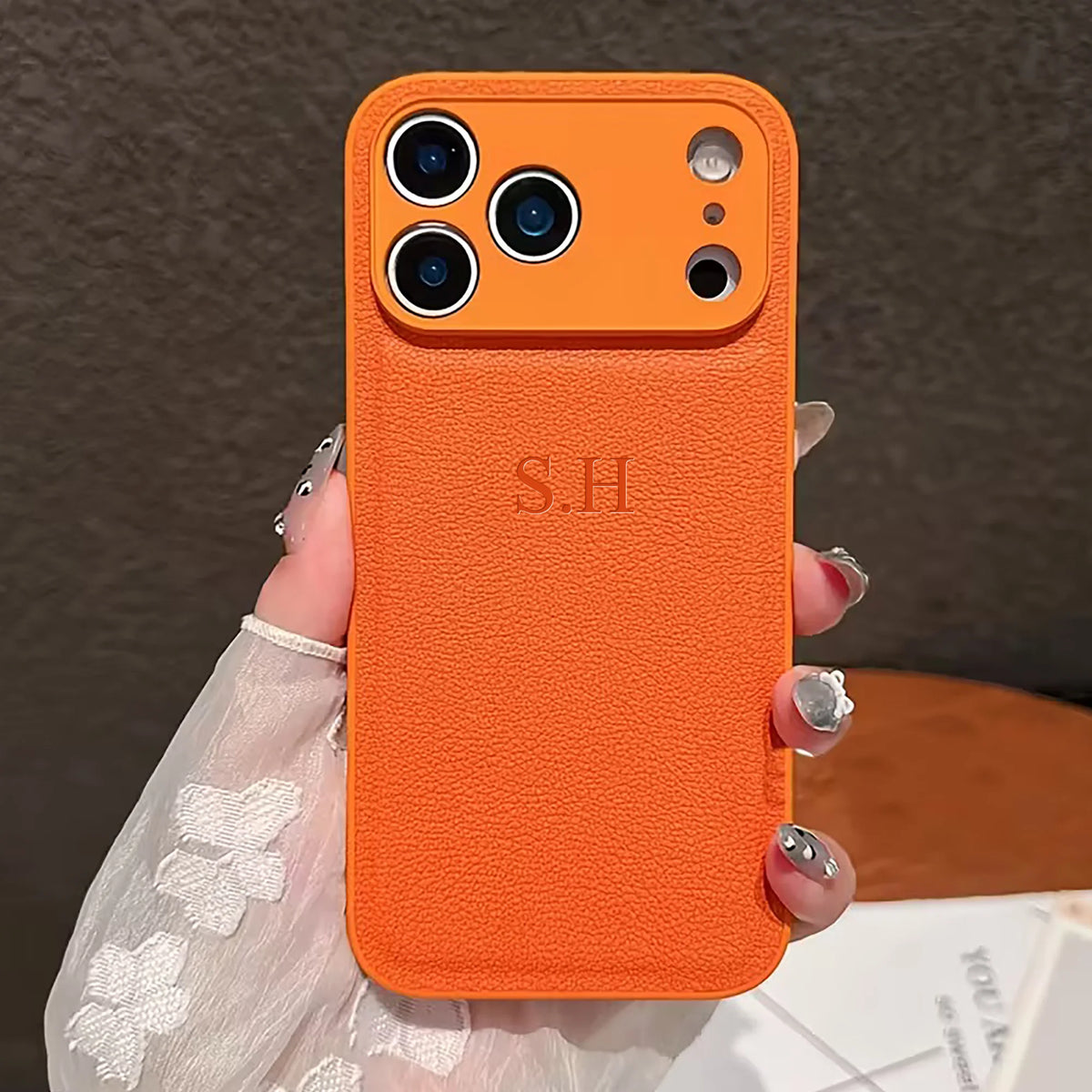 Faux Leather Luxury Phone Case with Personalized 3D Name (For IPhone18 17 16 15 14 13 )