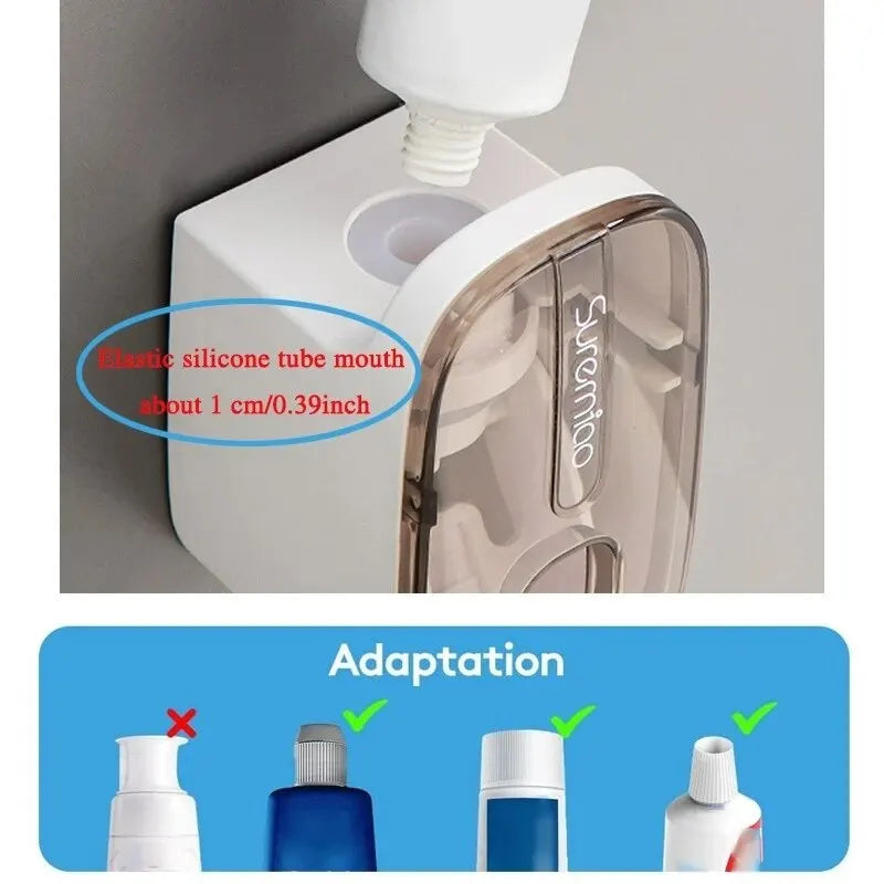 Automatic Wall-Mounted Toothpaste Dispenser & Toothbrush Holder