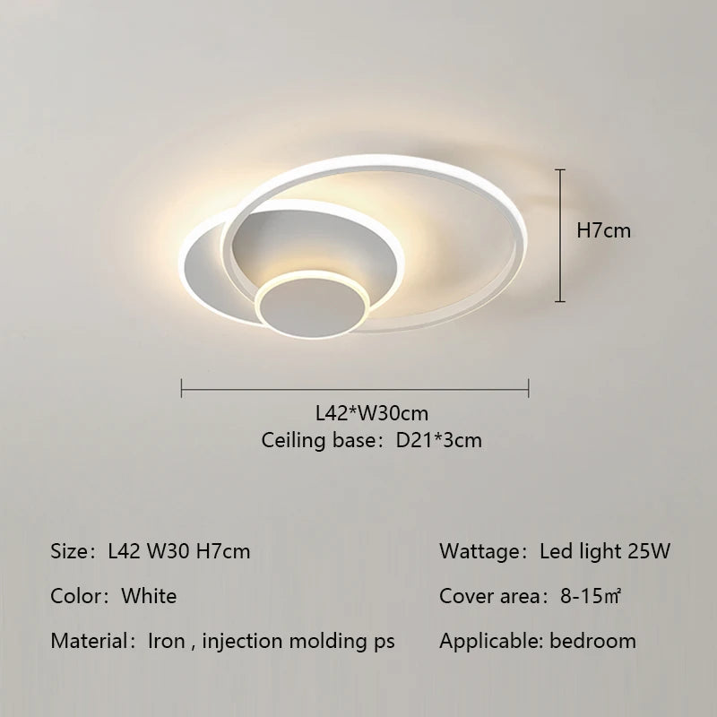 Modern Minimalism Circles Led Living Room Ceiling Lights Foyer Dimmable Round Bedroom Lamp Lighting Home Decor Luster Fixtures