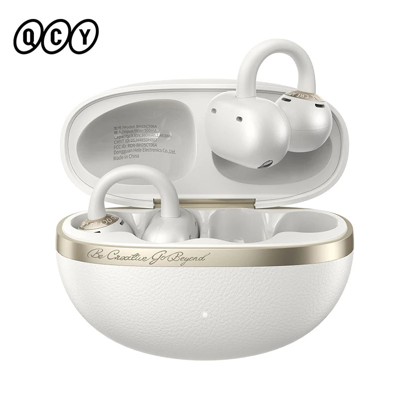 QCY Crossky C50 Open Ear Wireless Earbuds Bluetooth 6.0 Comfort Clip On Sports Earphone 4 Mic AI Clear Call Bass Boost Headphone