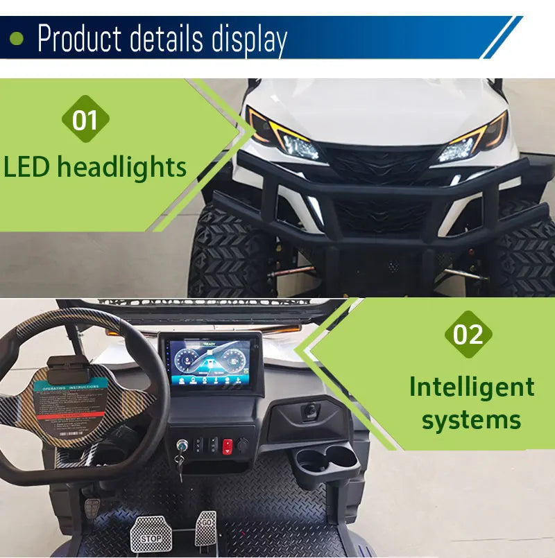 Electric Golf Cart with Cargo Bed, Two-Seater, Off-Road