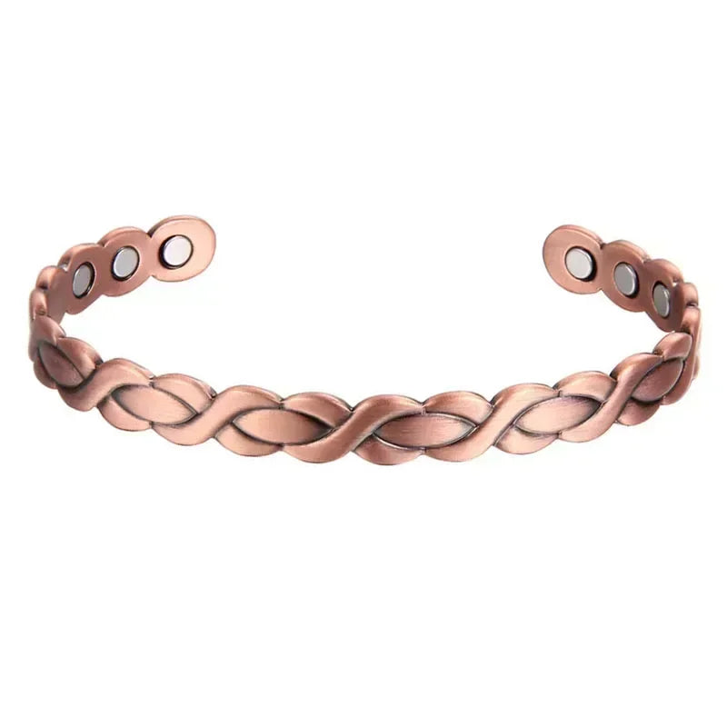Pure Copper Magnetic Cuff Bracelet, Adjustable for Men & Women