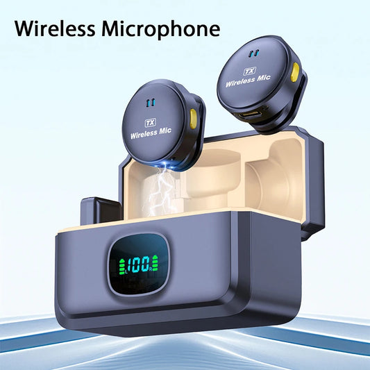 Lavalier Dual Wireless Microphones, Buttonhole Tie Mic Mini For iPhone and Android Phone