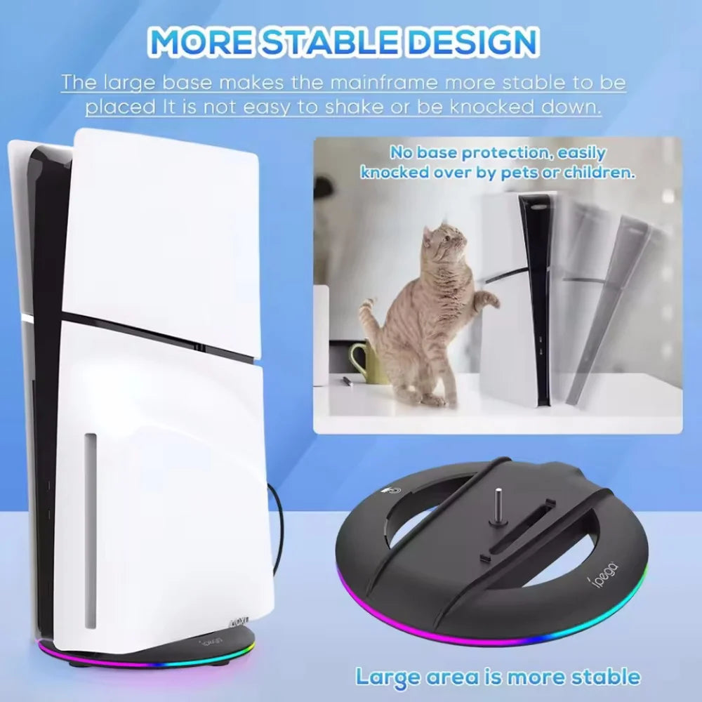 Vertical Cooling Stand with RGB Light For PS5 Slim / PS5 Pro Console Anti-Slip Base Bracket Holder Bracket Gaming Accessories