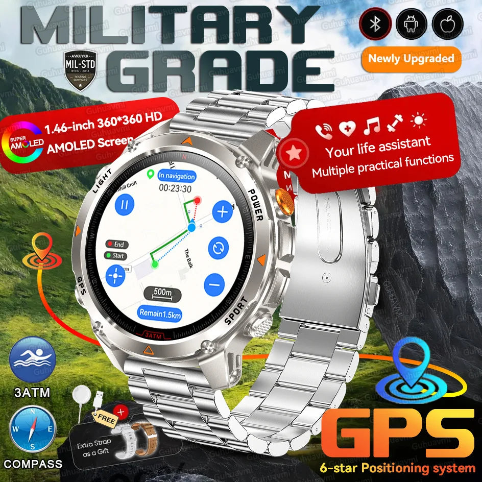 Forerunner 570 GPS Smart Watch 3ATM Waterproof AMOLED Screen MULTI-BAND GNSS Compass Altimeter Flashlight Sports Smartwatch Men