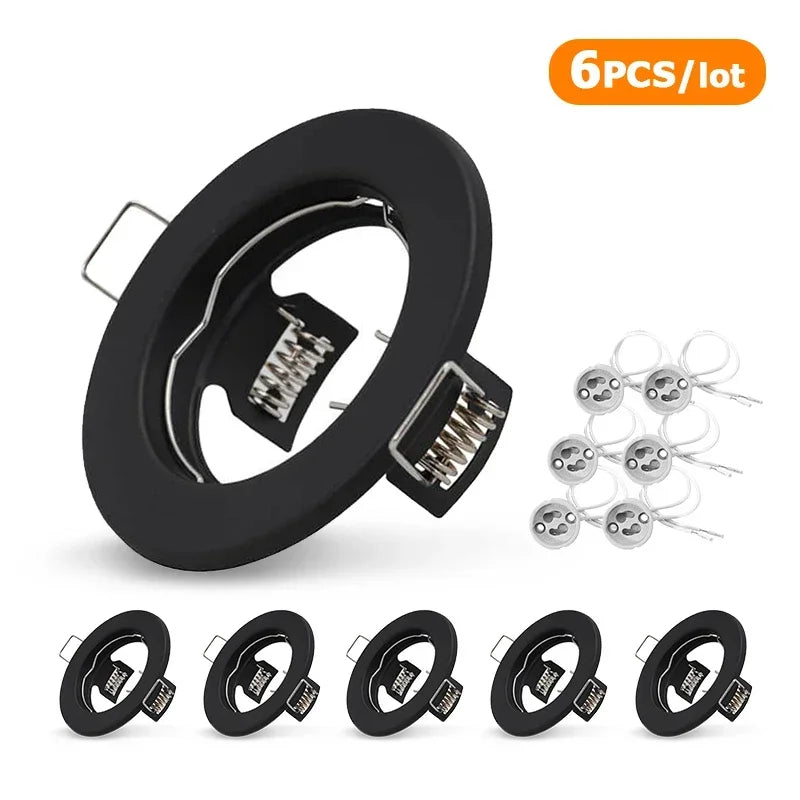 6pcs Recessed Downlight Frame LED Ceiling Fixtures Downlight GU10 MR16 Ceiling Spot Lights Fitting Fixture