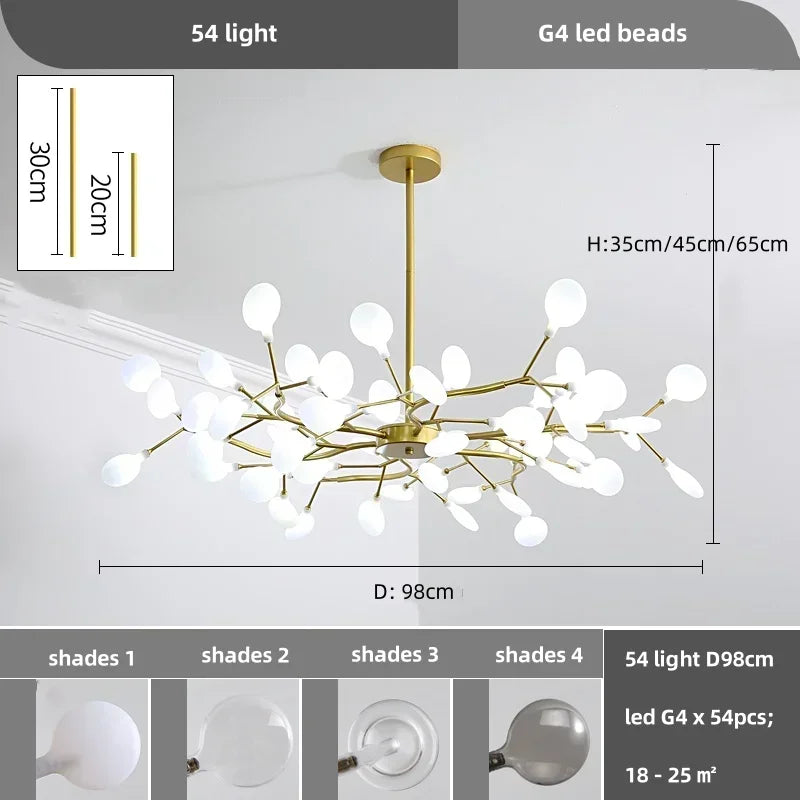 Nordic Led Ceiling Chandelier Lighting Modern Branch Pendant Lights Living Room Gold Black Art Home Decor Indoor Lamps Luminaire
