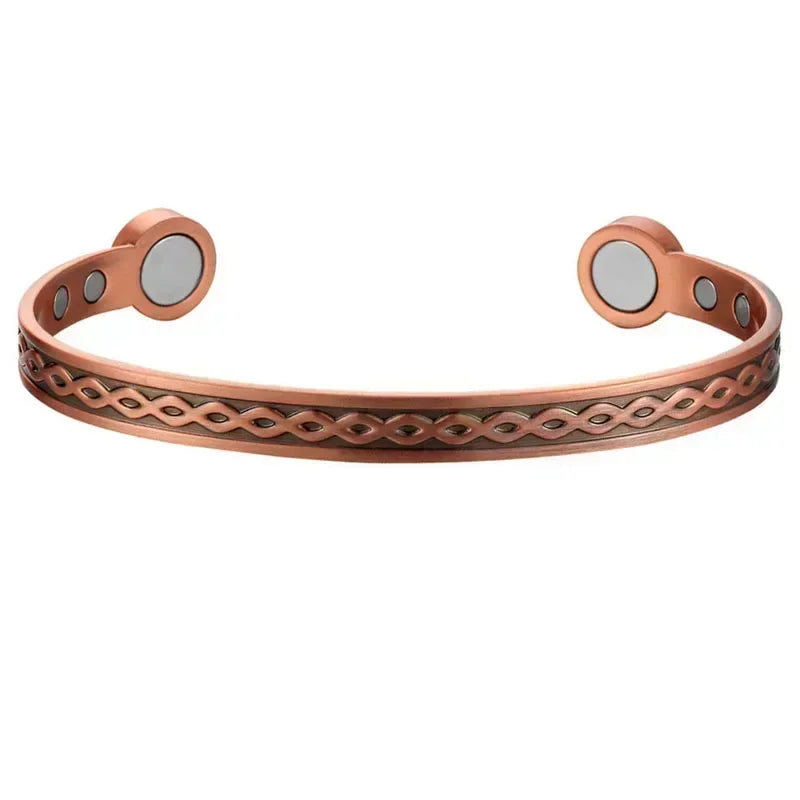 Pure Copper Magnetic Cuff Bracelet, Adjustable for Men & Women