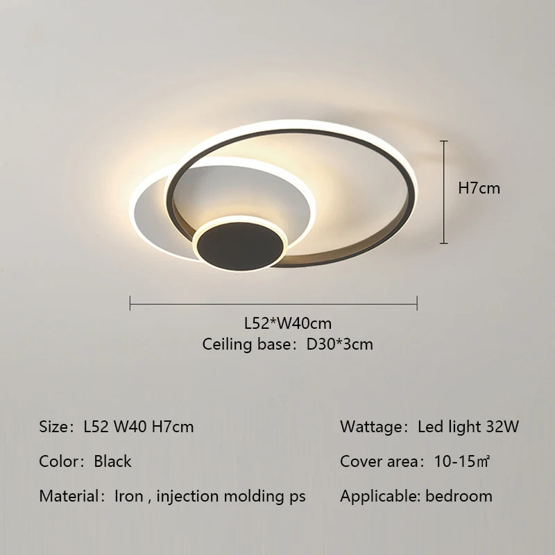 Modern Minimalism Circles Led Living Room Ceiling Lights Foyer Dimmable Round Bedroom Lamp Lighting Home Decor Luster Fixtures