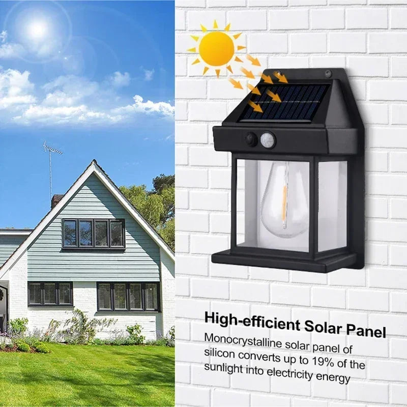 Solar Outdoor Waterproof LED Wall Light Powerful Solar Energy Lamp with Light Sensor for Garden Yard Fence House Decoration