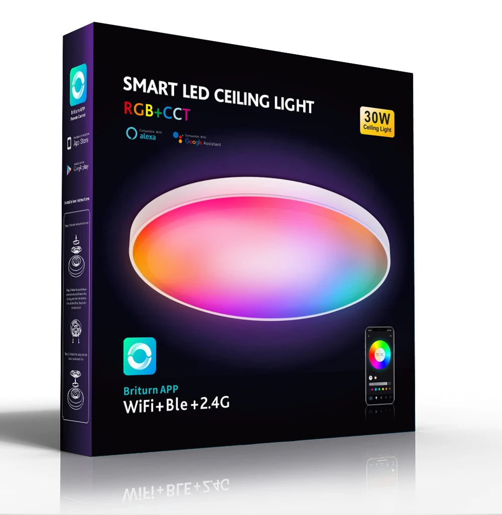 Smart Ceiling Lamp 24w 30w Led Lamp for Bedroom Ceiling Lights with APP Remote Control Dimmable Led Lights for Room Living Room