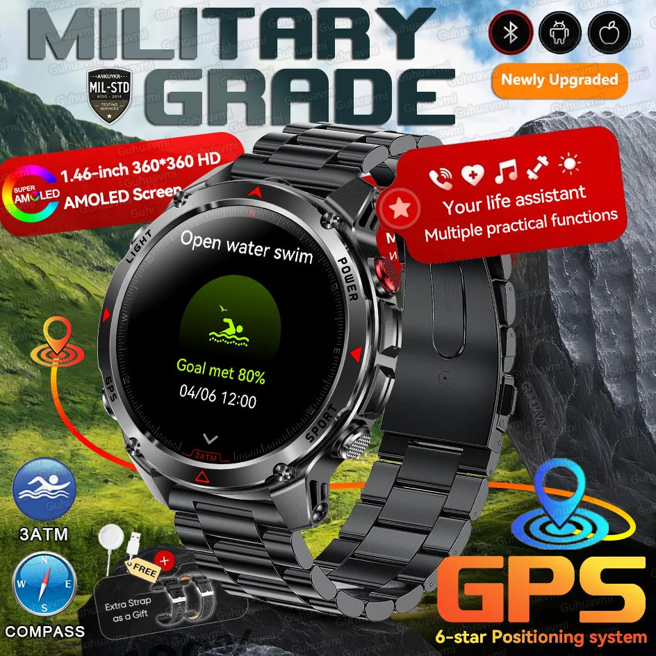 Forerunner 570 GPS Smart Watch 3ATM Waterproof AMOLED Screen MULTI-BAND GNSS Compass Altimeter Flashlight Sports Smartwatch Men