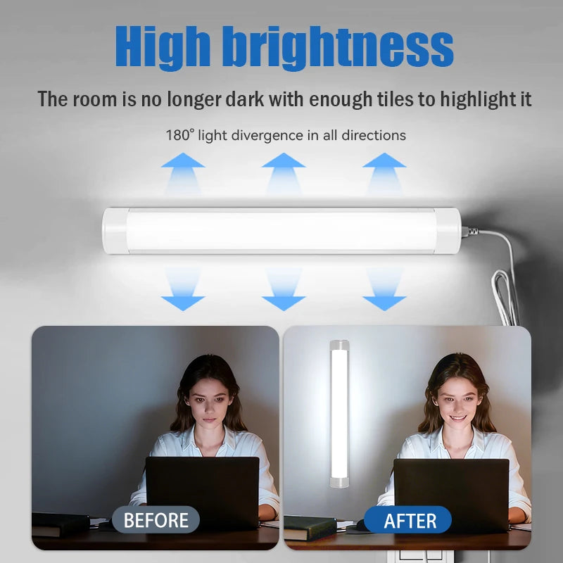 LED Light Tube Direct Plug-in Light Tube 110V 220V LED Lamp Tube Desk Work Study Shop Garage Warehouse Kitchen Cabinet Lighting