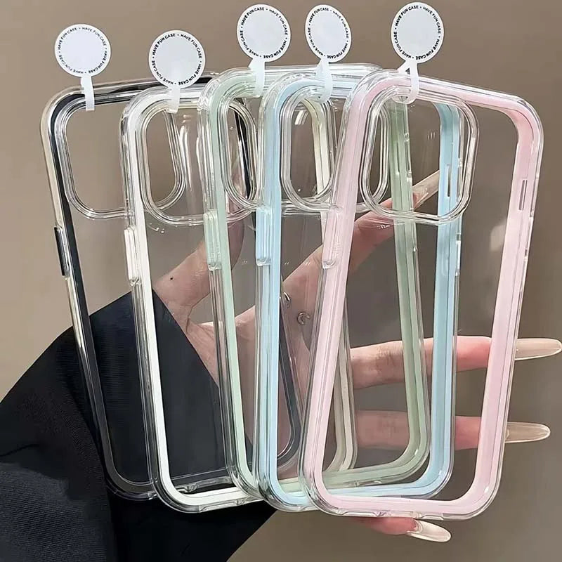 Candy Color Frame Phone Case (For iPhone 18 17 16 15 14 13 12 11 16) Acrylic & Shockproof Cover