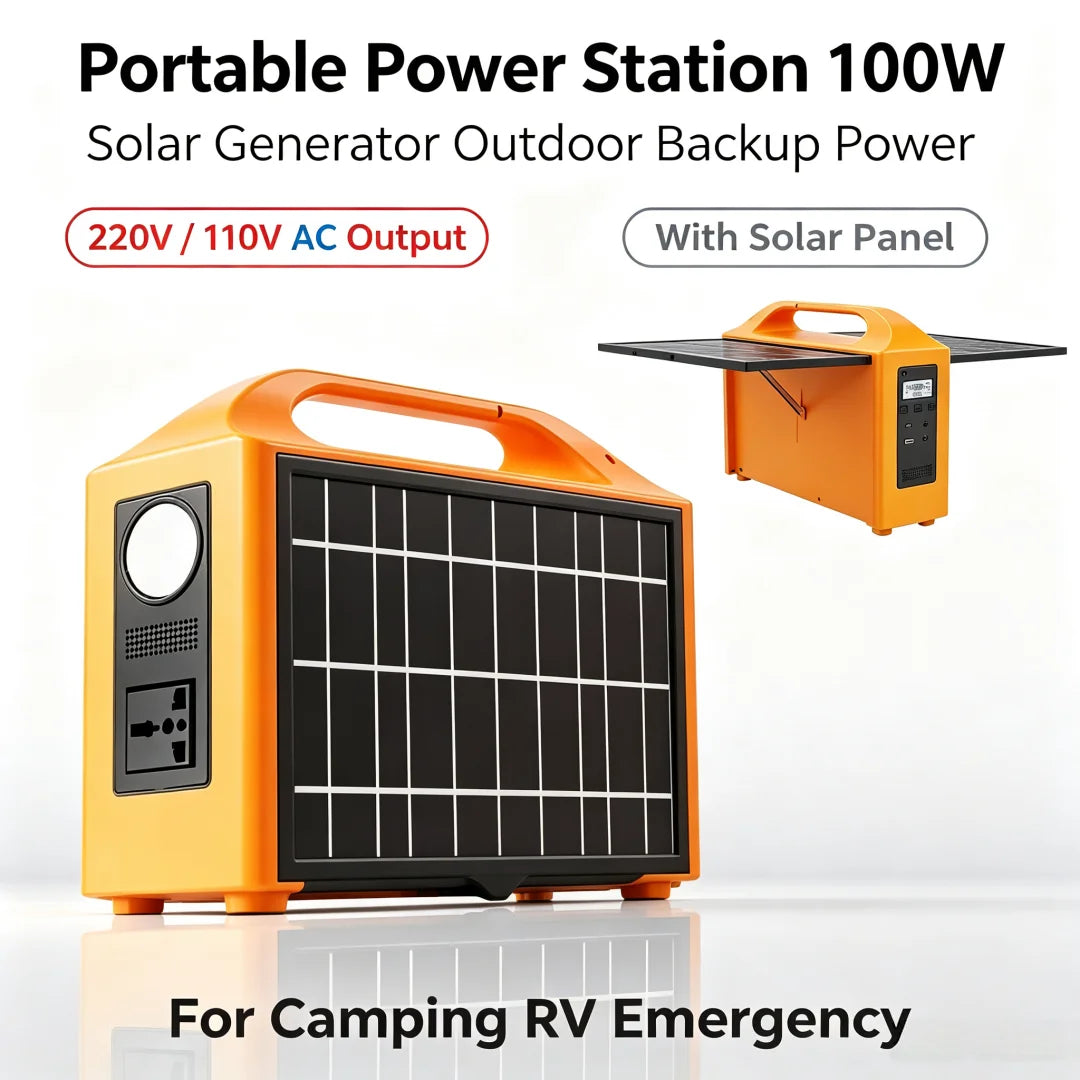 100W 220V/110V Portable Power Station Power Solar Generator Outdoor Backup Power LED With Solar Panel For Camping