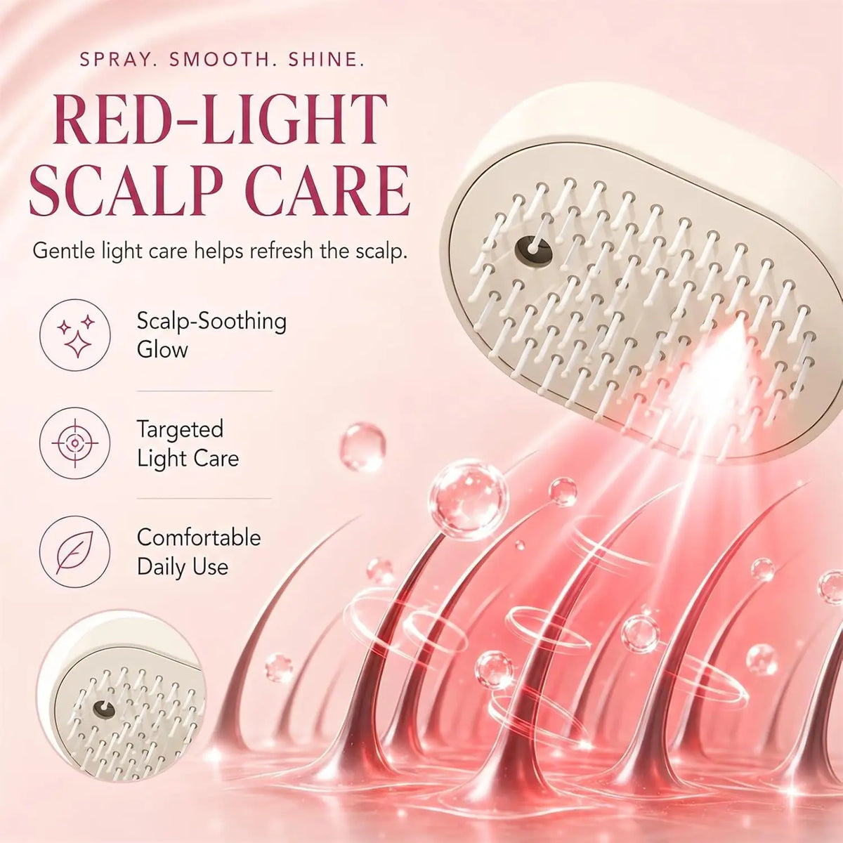 Electric Scalp Massage Brush with Spray Function & Self-Cleaning Bristles