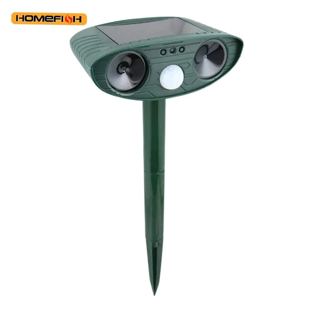 HOMEFISH Ultrasonic Repeller – Solar-powered cat and dog repeller – Suitable for gardens and farms – Repels animals