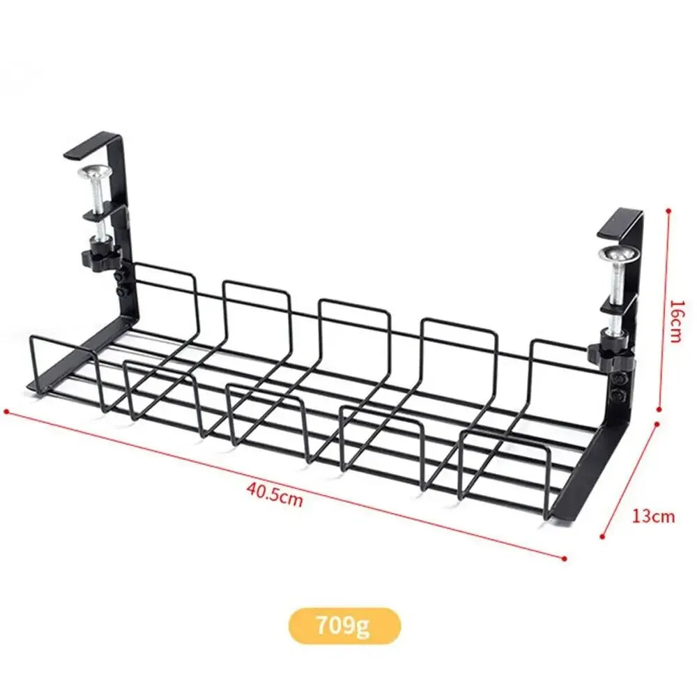 Home Office Desk Wire Organizer No Punching Kitchen Storage Accessories Under Table Storage Rack Metal Cable Management Tray