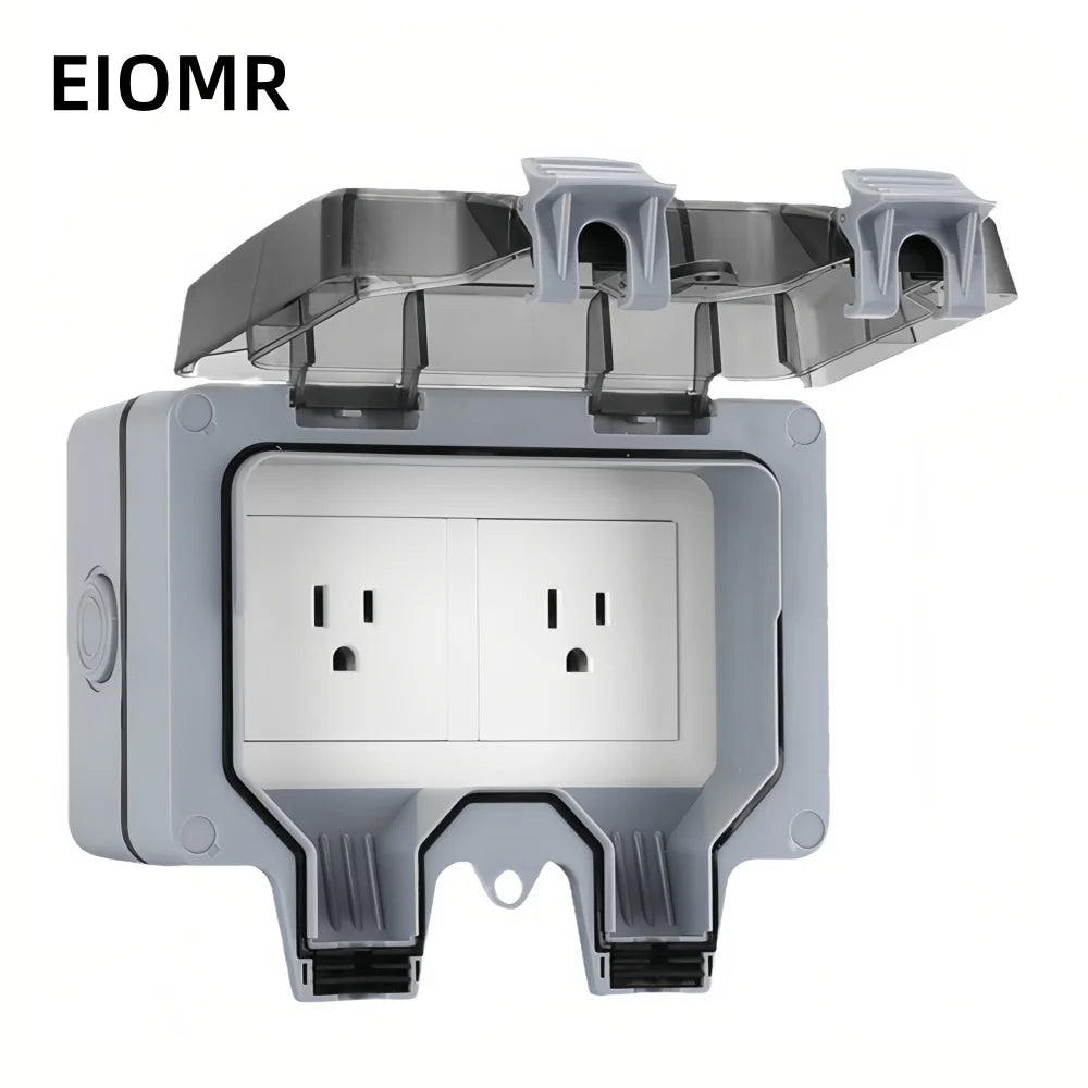 EIOMR Waterproof Socket Box, IP66 Rated Water EU French UK Universal Standard Power Plug Perfect for Outdoor, Bathroom, Kitchen