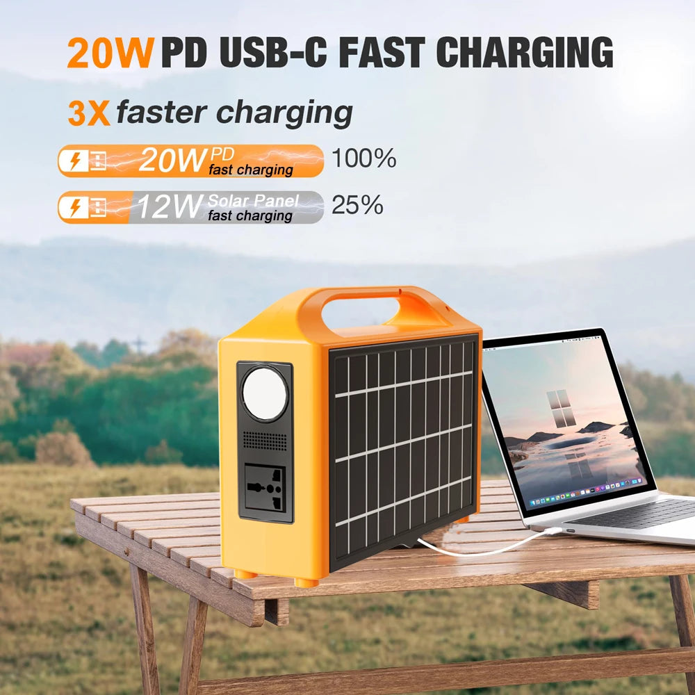 100W 220V/110V Portable Power Station Power Solar Generator Outdoor Backup Power LED With Solar Panel For Camping