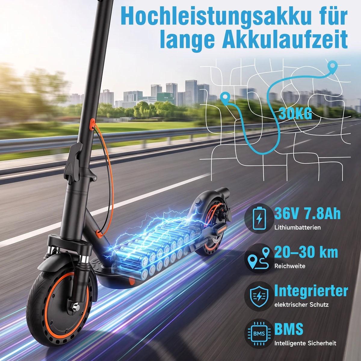 Electric Scooter with road approval TODIMART T6 ABE (30 km, 8.5 inch tires, Dual shock absorbers)