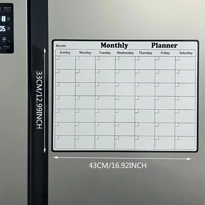 Magnetic Refrigerator Dry-Erase Calendar & Monthly Planner Whiteboard