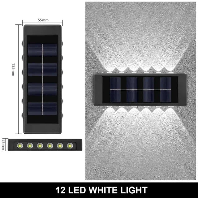 Solar Outdoor Wall Light 12 LED Waterproof Garden Light Courtyard Balustrade Decorative Atmosphere Lamp Down Luminous Solar Lamp