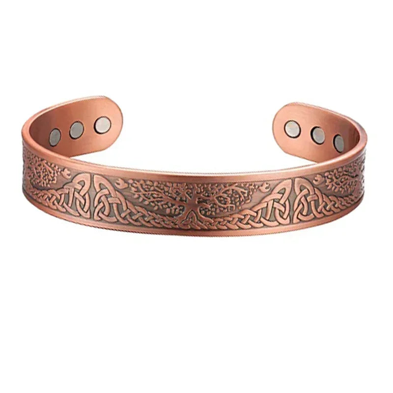 Pure Copper Magnetic Cuff Bracelet, Adjustable for Men & Women